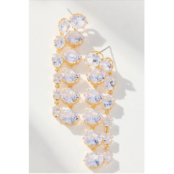 Anthropologie Parallel Crystal Drop Earrings - Picture 3 of 7